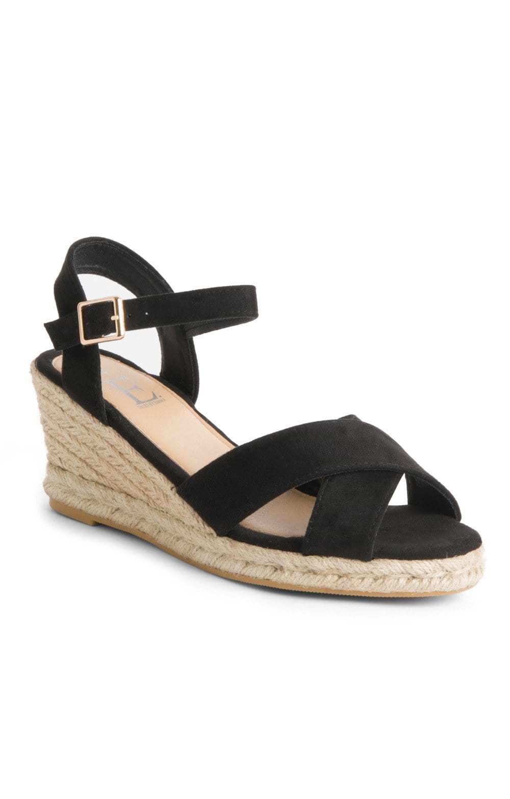 Ladies Espadrille Sandals, Black - House of Bruar