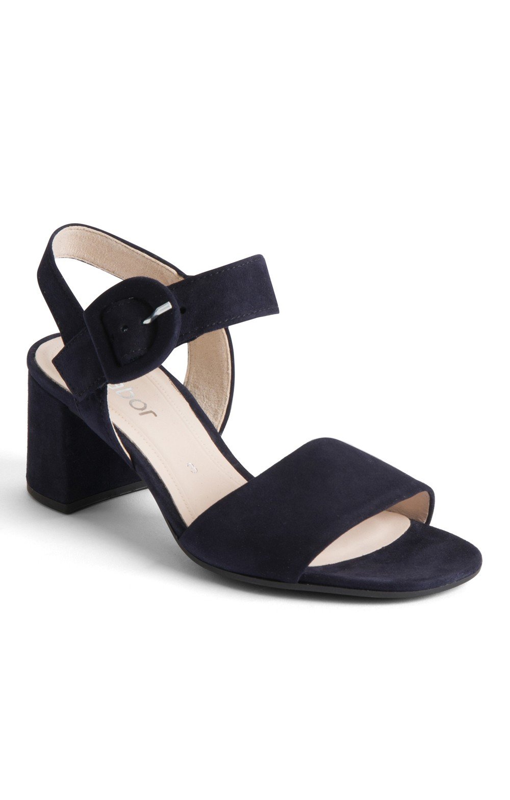 Ladies Gabor Suede Block Heel Sandals, Navy - House of Bruar