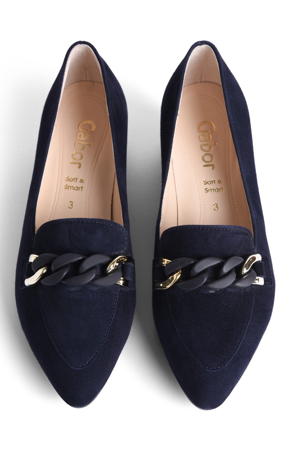 Ladies Gabor Mid Heel Chain Suede Shoe - House of Bruar
