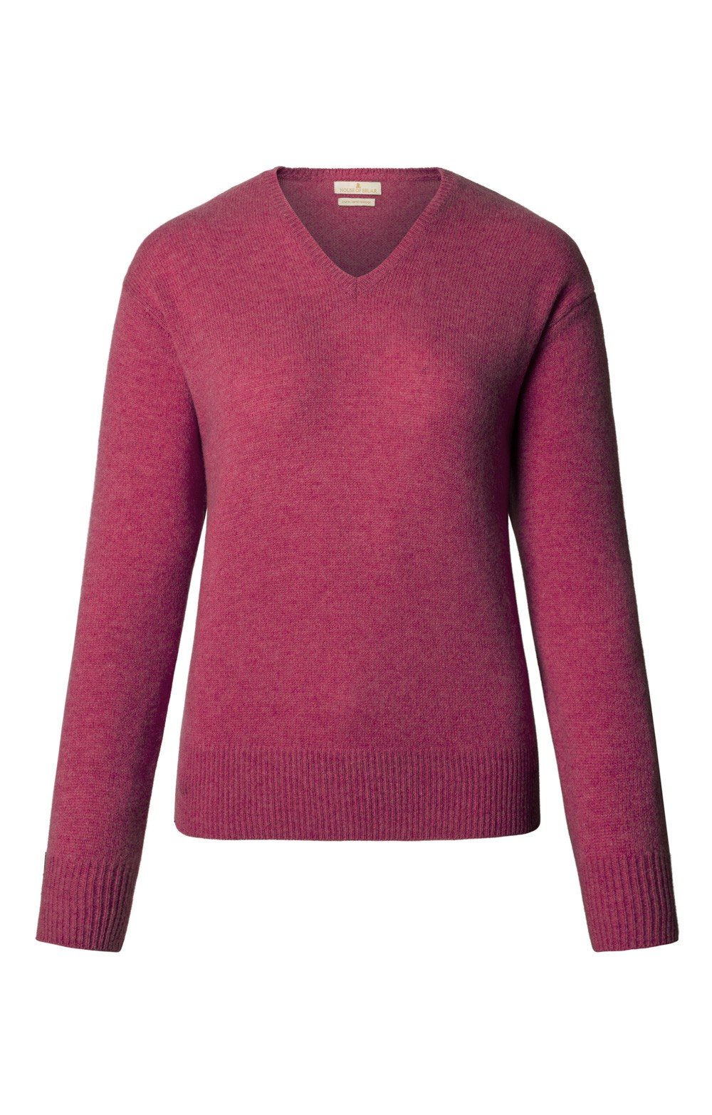 Bruar  Women's Raspberry Lambswool V-Neck Sweater