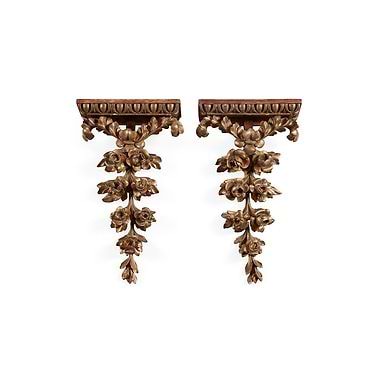 Pair of Carved Painted and Giltwood Brackets, 19th Century