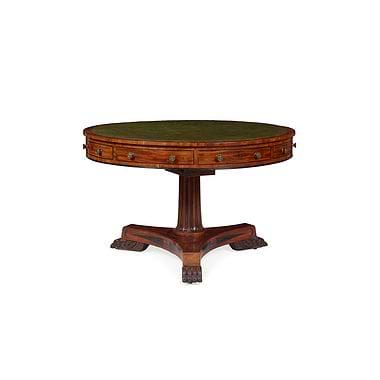 Regency Mahogany and Ebony Drum Library Table , Early 19th Century