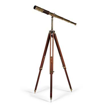 French Brass Draw Telscope & Mahogany Tripod Stand, Late 19th /Early 20th Century