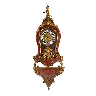 French Red Tortoiseshell And Boulle Marquetry Bracket Clock And Bracket, 19th Century
