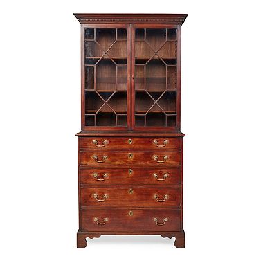 George III Mahogany Secretaire Bookcase, 18th Century