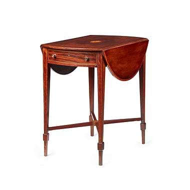 George III Mahogany And Satinwood Inlaid Pembroke Table, Late 18th Century