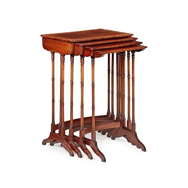 Set Of Georgian Style Mahogany Nesting Tables,, Late 19th Century