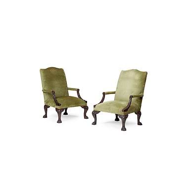 Pair Of George II Style Mahogany Gainsborough Armchairs, Late 20th Century