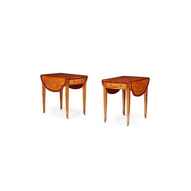 Pair Of George III Style Painted Satinwood Pembroke Tables, Modern Purchased Harrod's, 1980s