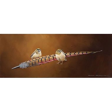 Goldcrest and Pheasant Feather by Richard Whittlestone
