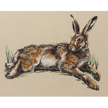 Hare Resting in Spring Wheat II by Nicola Kevane