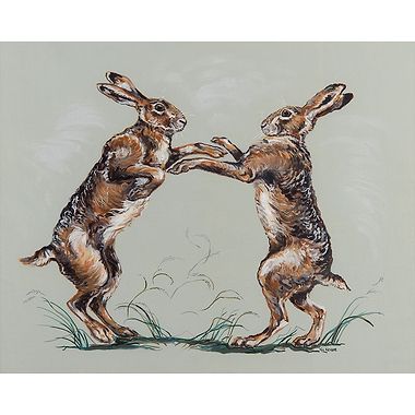 Hares'Breadth (boxing Hares)by Nicola Kevane