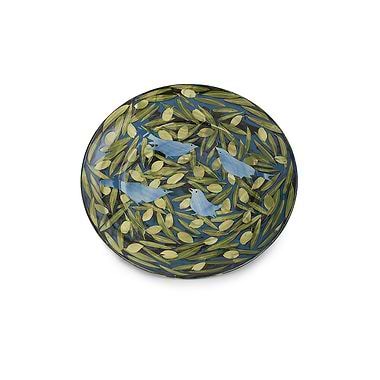 Blue Birds and Green Olives Plate by Sophie MacCarthy