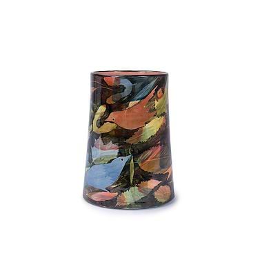 Birds and Leaves Tall Oval Vase by Sophie MacCarthy
