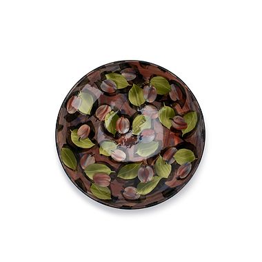 Purple Plums and Leaves, Shallow Bowl by Sophie MacCarthy