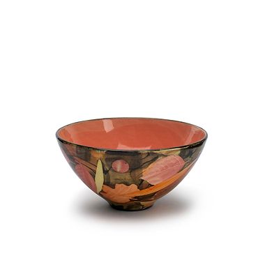 Leaves, Medium Deep Bowl Red Inside by Sophie MacCarthy