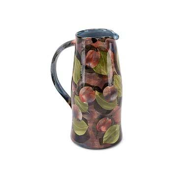 Purple Plums and Leaves, Tall Curve Jug by Sophie MacCarthy