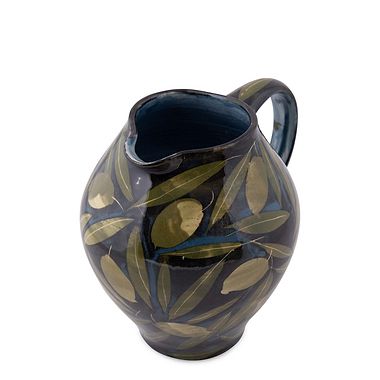 Large Round Jug, Olives and Leaves by Sophie MacCarthy
