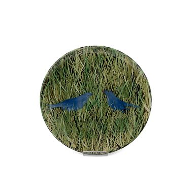 Plate, Blue Birds in Grass by Sophie MacCarthy