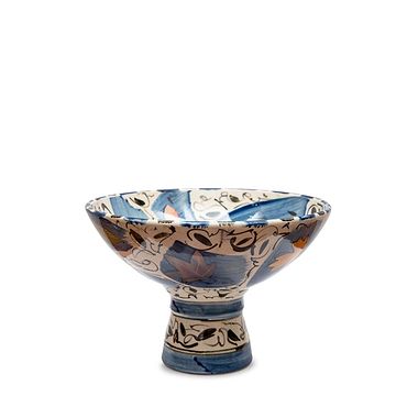 Stemmed Bowl, Blue, Black White by Sophie MacCarthy