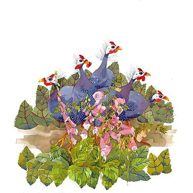 Guinea Fowl, Foxgloves & Ruby Chard by Mary Ann Rogers