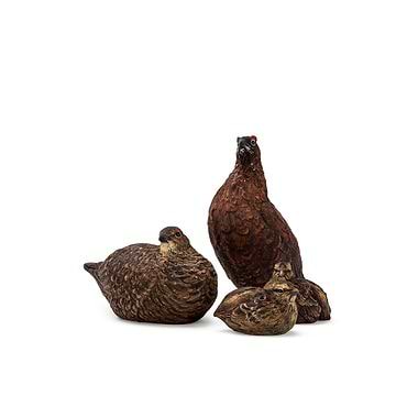 Grouse Family (Cock, Hen and 2 Chicks) by Karen Fawcett