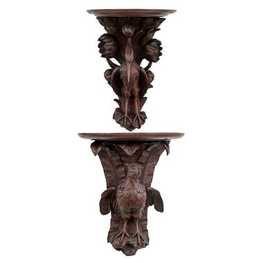 Black Forest Carved Wall Bracket - Birds, Late 19th/ Early 20th