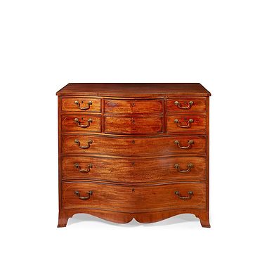 Mahogany Serpentine Secretaire Chest of Drawers, Late 18th Century