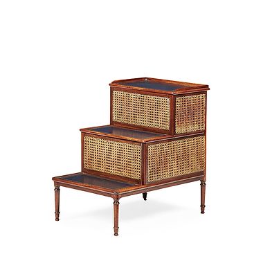Regency Mahogany Caned Bed Steps, 19th Century