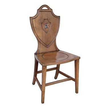 Set of 6 George III Mahogany Hall Chairs, Late 18th Century