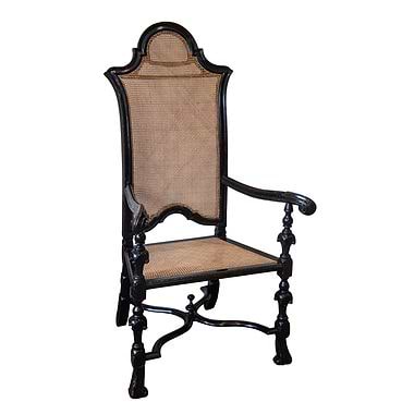 Pair of Queen Anne Black-Japanned Caned Open Armchairs