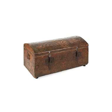 Leather and Brass Studded Dome Top Trunk, Late 17th Century
