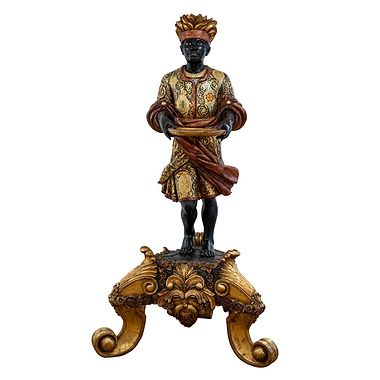 Pair of Venetian Carved, Polychromed and Gilt Figured of North African Attendants, Late 19th/Early 20th Century