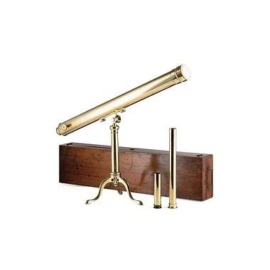 Cased Brass 3-Inch Refracting Telescope with Tripod Stand, Late 19th Century