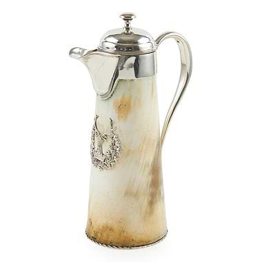 Late Victorian Silver Plated Horn Claret Jug, Late 19th Century