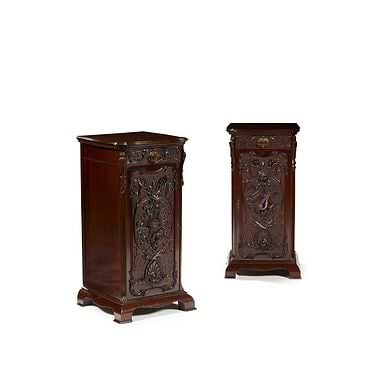 Pair of Edwardian Carved Mahogany Urn Stands by Maple & Co, Early 20th Century