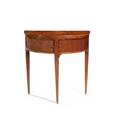 Dutch Walnut and Floral Marquetry Demi-Lune Side Table, 19th Century