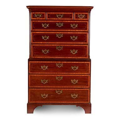 Late George III Mahogany and Satinwood Crossbanded Ches-on-Chest, Late 18th Century