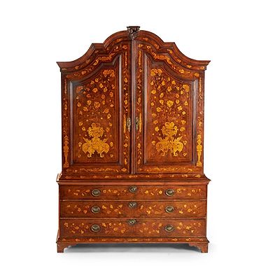 Dutch Floral Marquetry Cabinet-on-Chest, Early 19th Century