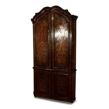 Dutch Walnut and Marquetry Corner Cabinet, Early 19th Century