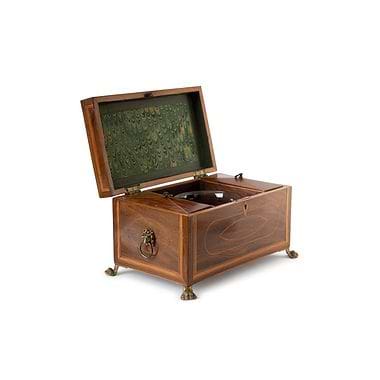 Late George III Mahogany and Boxwood Tea Caddy, Late 18th/Early 19th Century