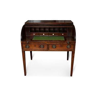Late George III Mahogany Tambour Top Bureau, Late 18th Century