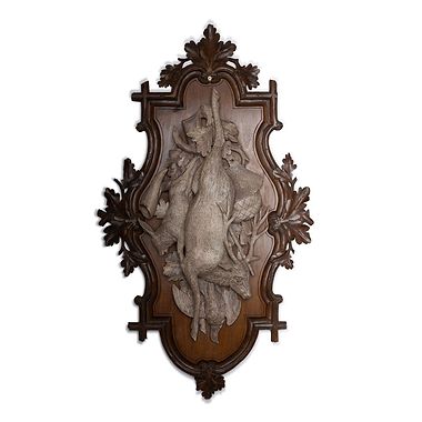 Pair of Black Forest Carved Hunting Trophies, Late 19th Century