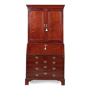 Early George III Mahogany Bureau Bookcase, mid 18th Century