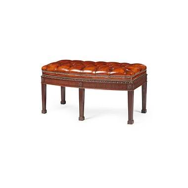 Hepplewhite Style Mahogany Leather Window Seat, late 19th Century