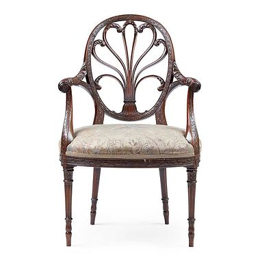 George III Style Mahogany Open Armchair, In the Hepplewhite Style, late 19th Century