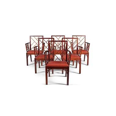 Set Of Six Georgian Style Mahogany 'Cockpen' Armchairs, Early 20th Century