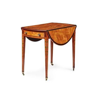 George III Satinwood And Purpleheart Wood Oval Pembroke Table, Late 18th Century