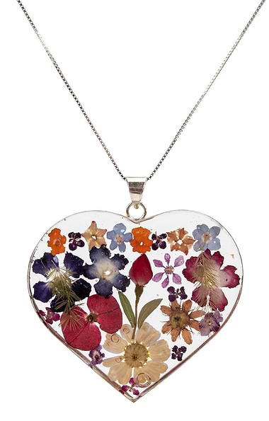Shrieking Violet Multi-Flower Heart Pendant
