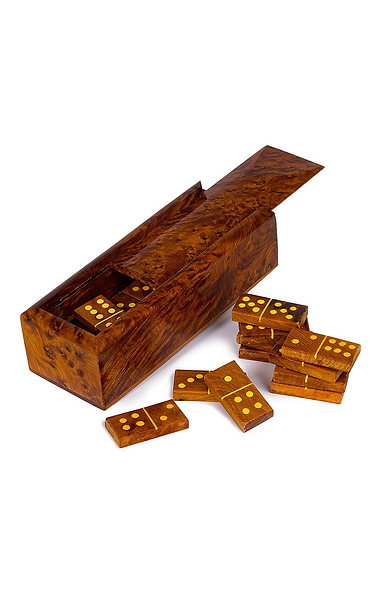 Thuya Wood Dominoes Set with Case